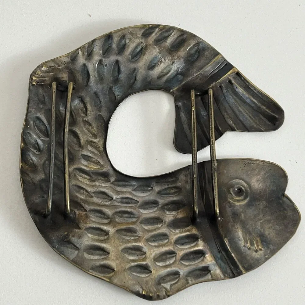 Brass Fish Belt / Scarf Holder Fashion Statement 4.5